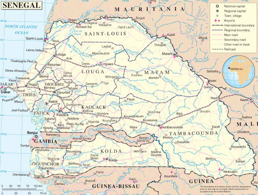 La carte du Sénégal